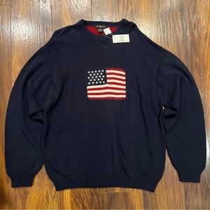 Cotton Traders American Flag Washington Sweater NWT